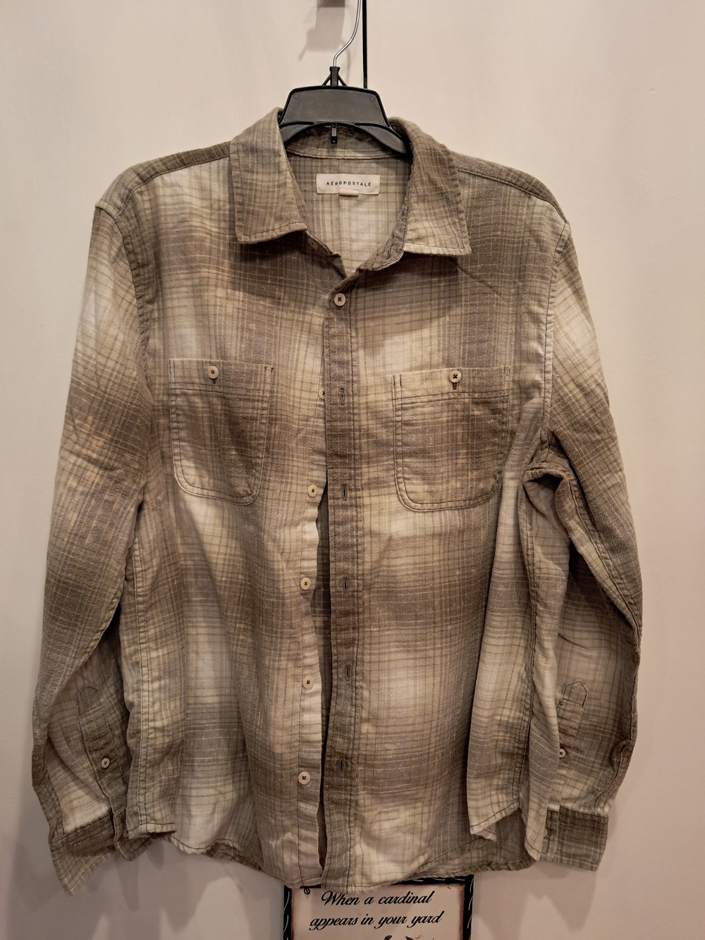Aeropostale Men's Plaid Button-Up Shirt - Washed Olive